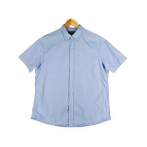 RALPH LAUREN MEN'S BLUE CLASSIC RL UNTUCKED FIT FEATHER WEIGHT TWILL SIZE LARGE